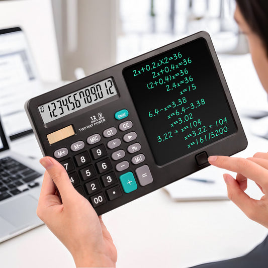 Calculatrice portable avec tablette d'écriture